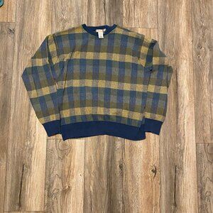 Geoffrey Beene Blue&yellow gingham checkered pattern sweater size large